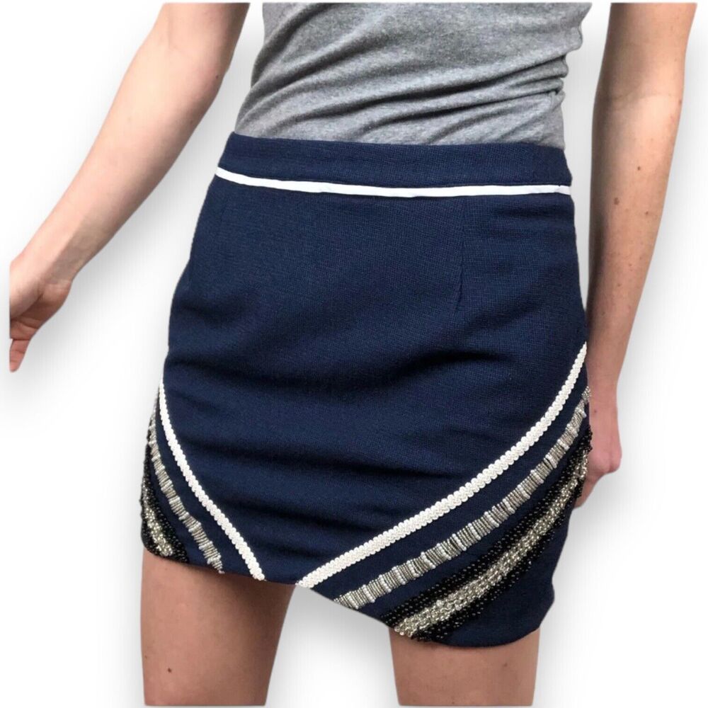 NWOT Endless Rose Navy Blue Knit Beaded Skirt Women's Size Medium